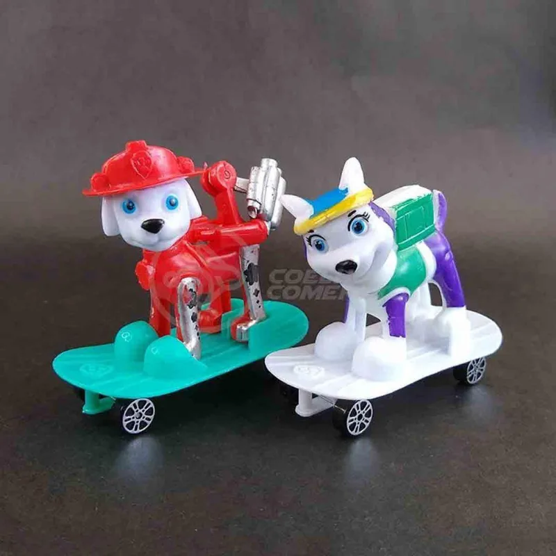 Kit 4 Bonecos Brinquedos Patrulha Canina Com Skate 8Cm