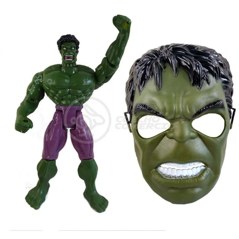 Boneco 25cm Incrivel Hulk + Mascara Vingadores 16cm