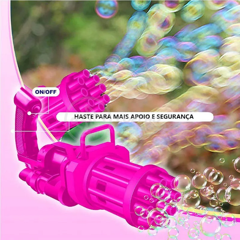 Máquina Elétrica Tiktok Lança Bolhas Rosa