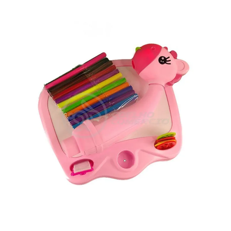 Projetor Para Desenho Infantil Mesa Pintura Girafa Rosa