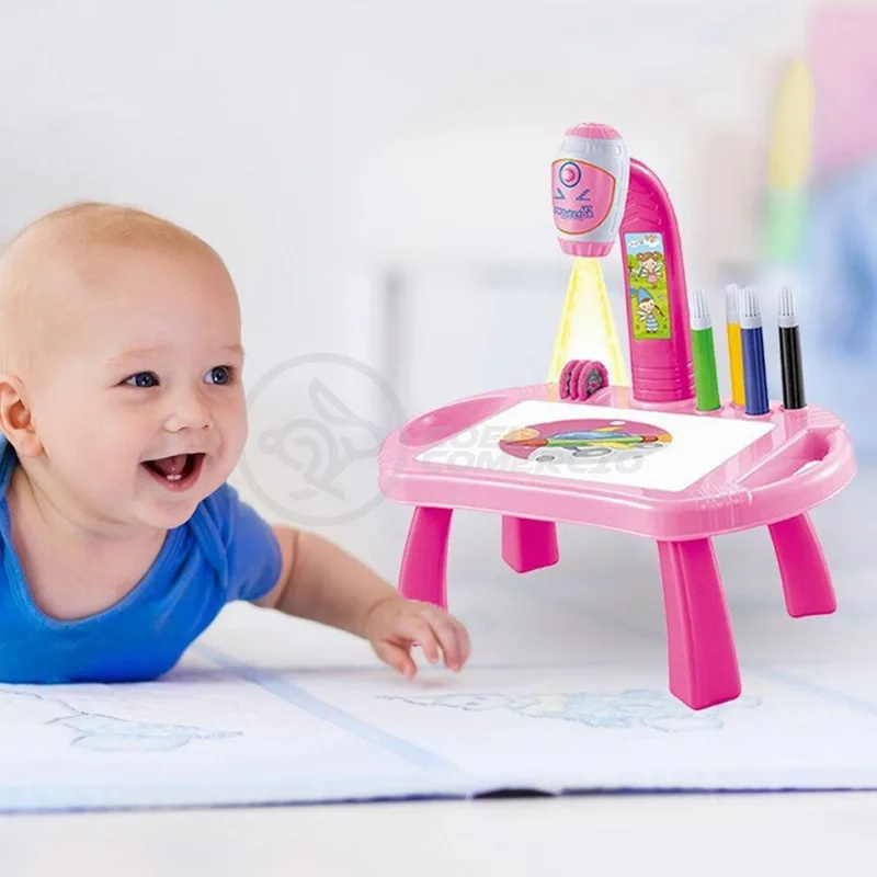 Projetor Para Desenho Infantil Mesa Pintura Robo Rosa