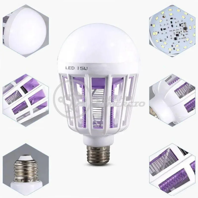 Lâmpada Luz Led Branco 15W Atrai Choque Mosquito Branco
