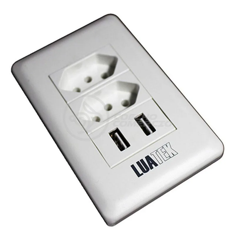 Tomada De Parede 2 Entrada Fonte 2 Usb 5v Smart House Casa Inteligente Carregador Celular 10a Bivolt