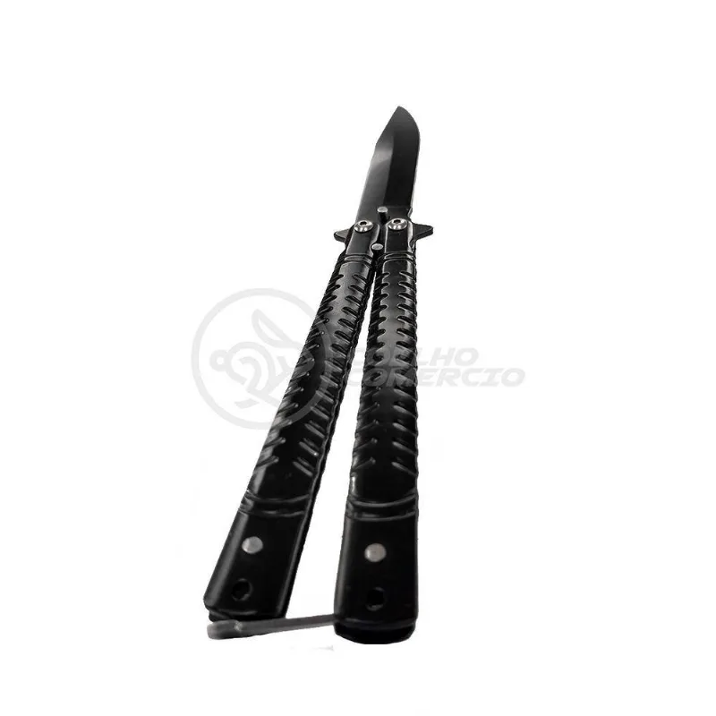 Canivete Knife Black Butterfly Com Fio Manobras Preta Borboleta Dobrável De Aço Inoxidável