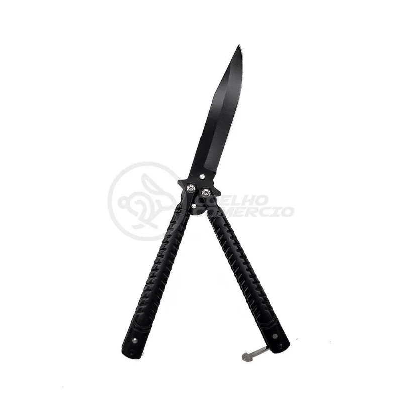 Canivete Knife Black Butterfly Com Fio Manobras Preta Borboleta Dobrável De Aço Inoxidável