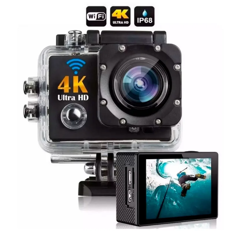 Go Cam Camera Vídeo Action Ação WiFi 4K Sports Cam Ultra HD dv Resistente Água 30M Estilo