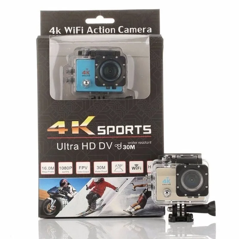 Go Cam Camera Vídeo Action Ação WiFi 4K Sports Cam Ultra HD dv Resistente Água 30M Estilo