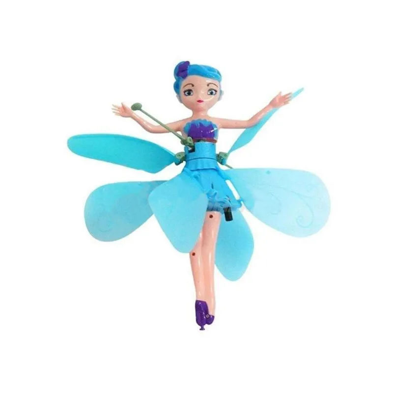 Boneca Princesa Aerocraft Fada Voadora Azul 19cm Sensor N6