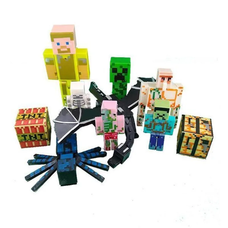 Kit Cartelado Minecraft 3 Bonecos + Dragão + Creeper + Aranha