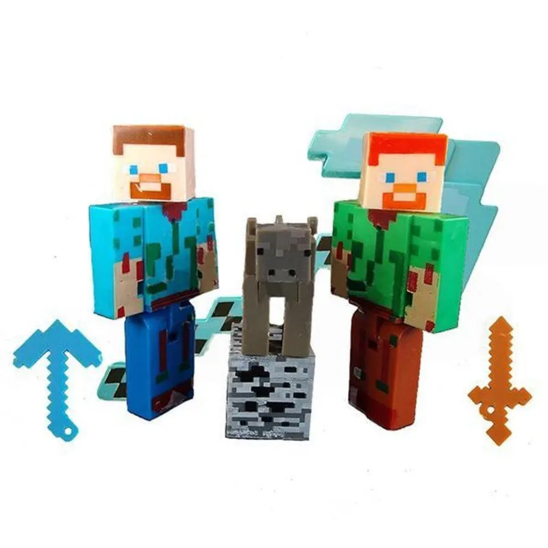 Kit Conjunto Minecraft 2 Boneco 31Cm
