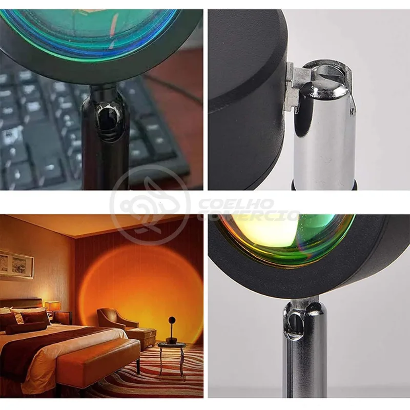 Mini Ring Light Sunset Projetor Lâmpada TikTok USB Presente Dia dos Namorados - Pôr do Sol
