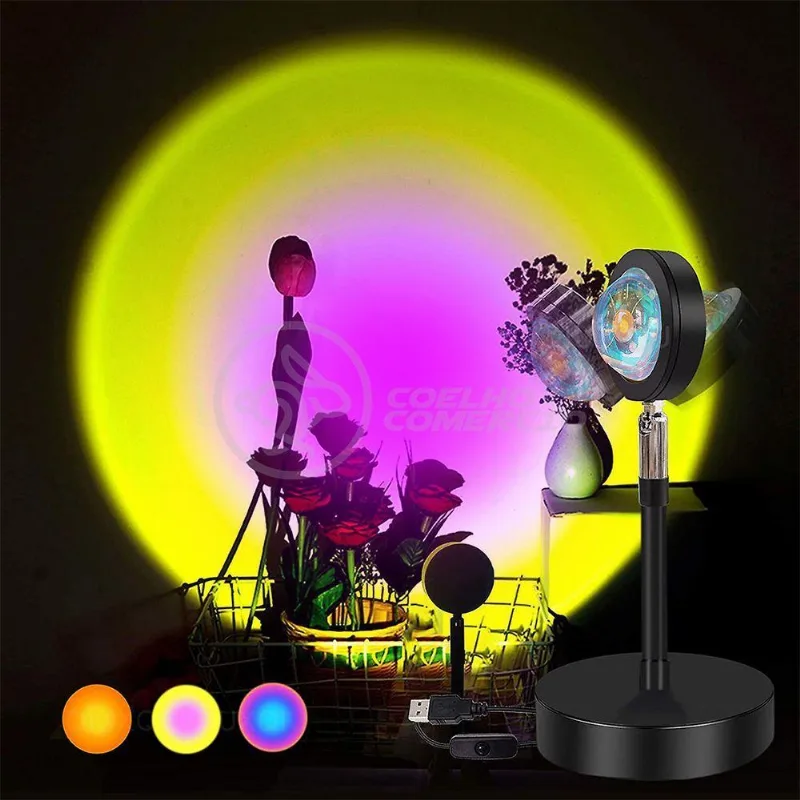 Mini Ring Light Sunset Projetor Lâmpada Tiktok Usb Sol