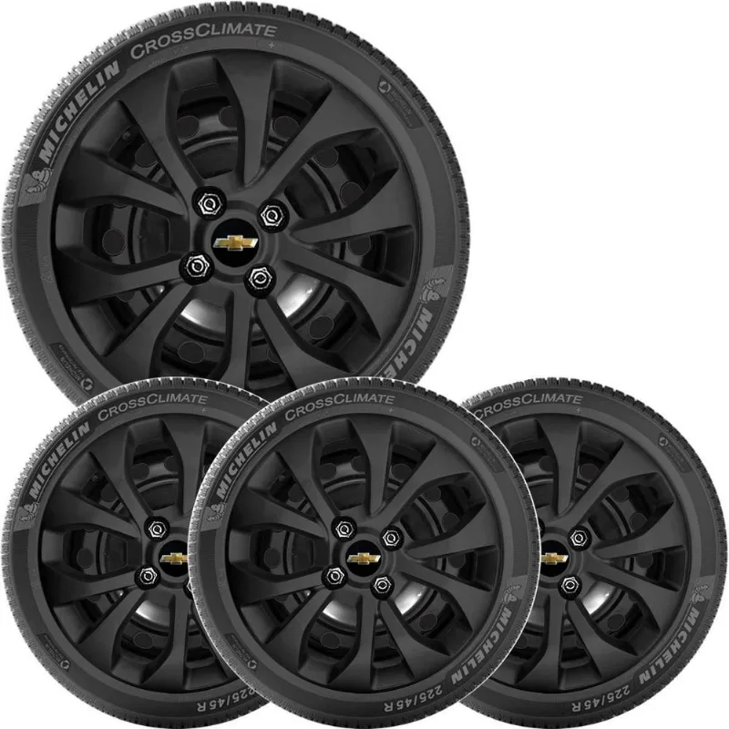 4x Calota Onix Prisma 2017 A 2021 Aro 15 Preto 375cb