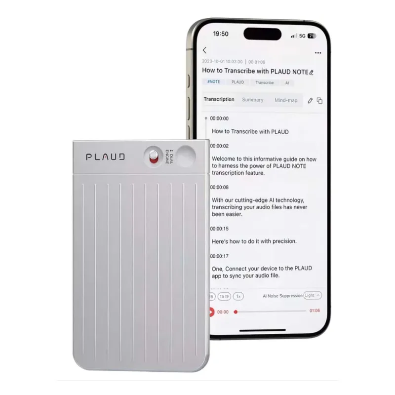 Gravador De Voz Plaud Note Com IA - Transcrição Em 112 Idiomas - S - Bateria 30 Horas