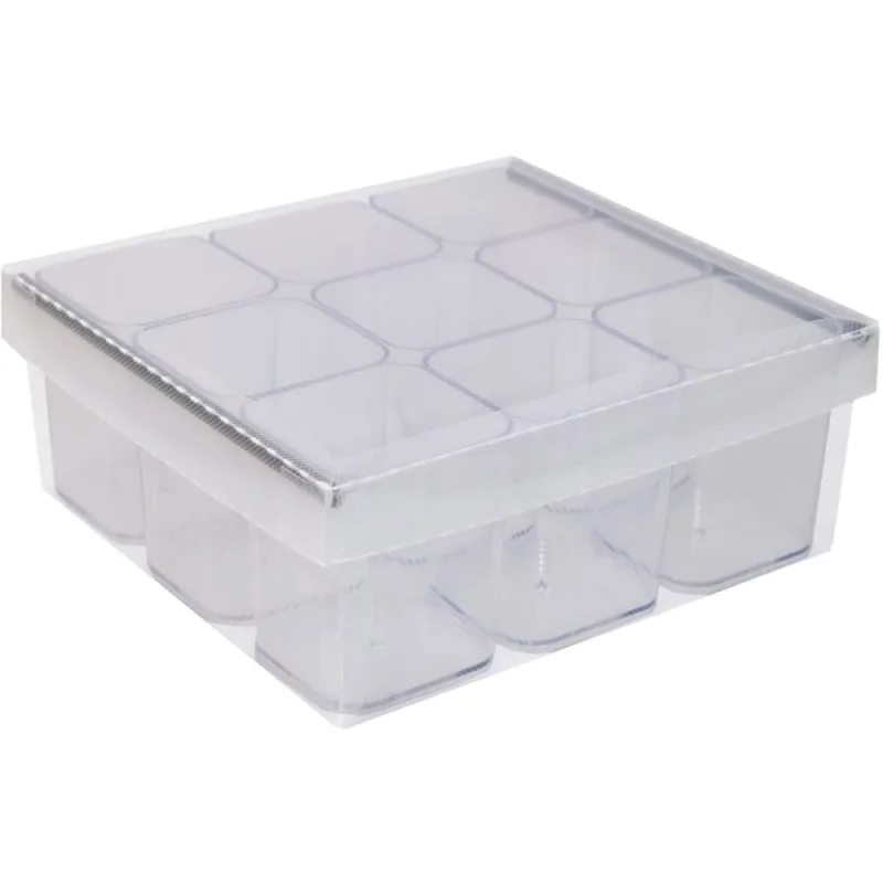 CAIXA ORGANIZADORA DE OBJ COM 9 CRISTAL - CRISTAL - Utilidades Domesticas
