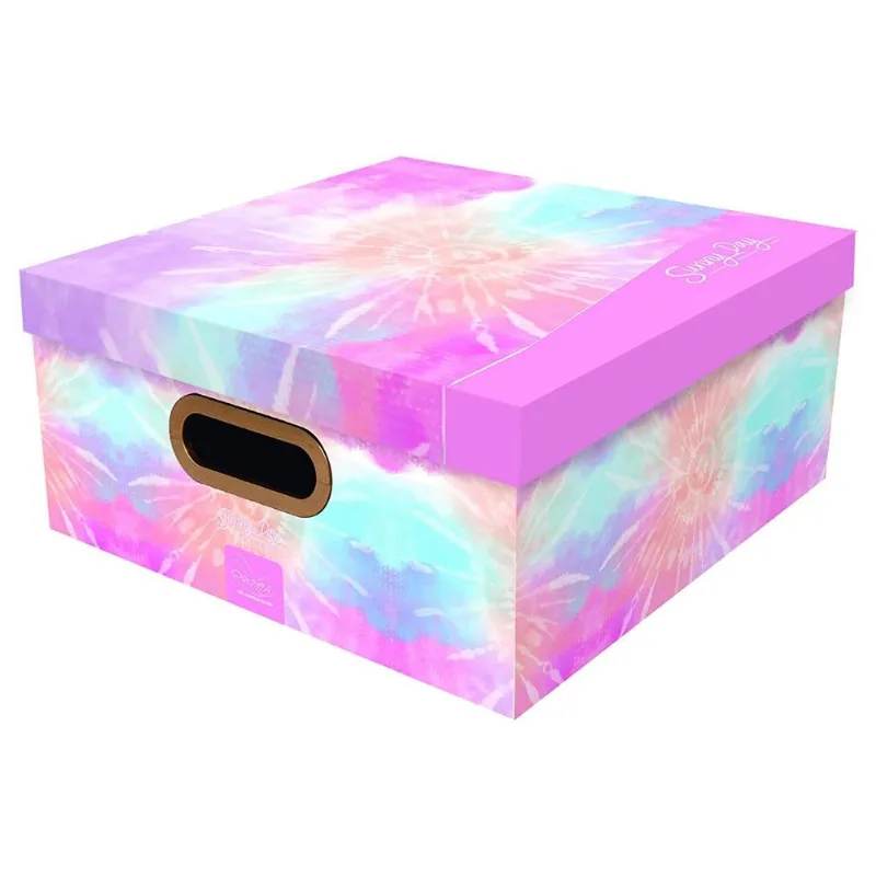 Caixa Organizadora Tie Dye Grande Sunny Sun 36x36x16cm Dello