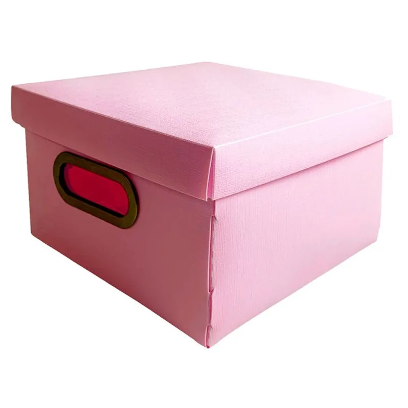 Caixa Organizadora Linho Pequena Blush 25X25X15Cm