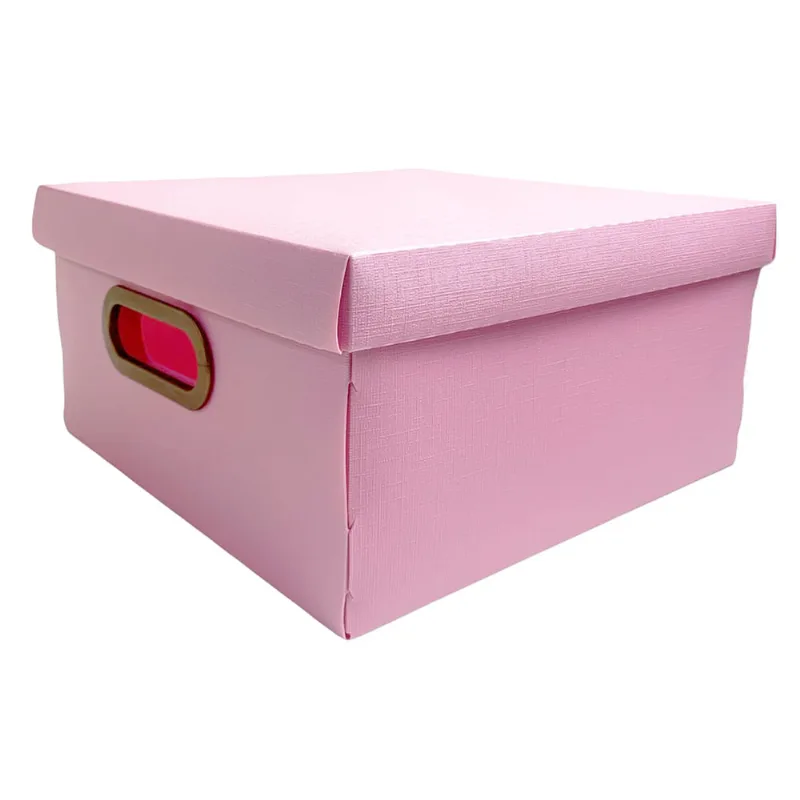 Caixa Organizadora Linho Media Blush 29X29X15Cm