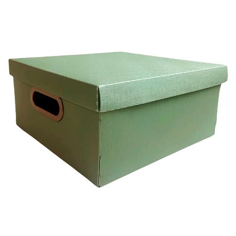 Caixa Organizadora Linho Grande Verde Olive 35X35X16Cm