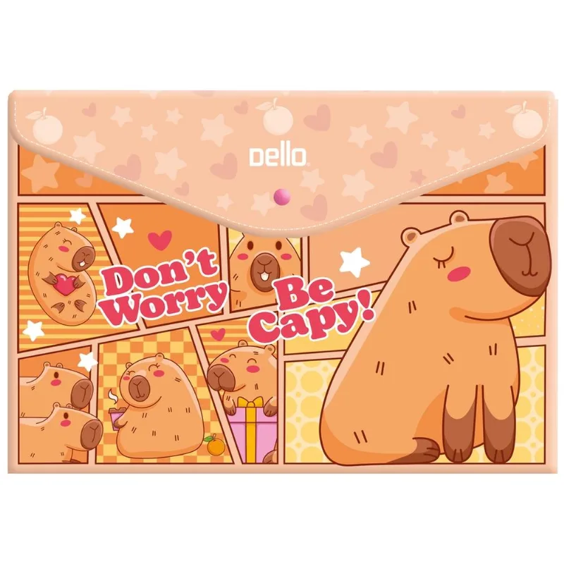 Pasta Envelope A4 Botão Capivara Be Capy Laranja