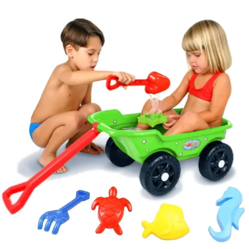 Carrinho com Kit Praia Brincar na Areia Trolley Verde Kepler