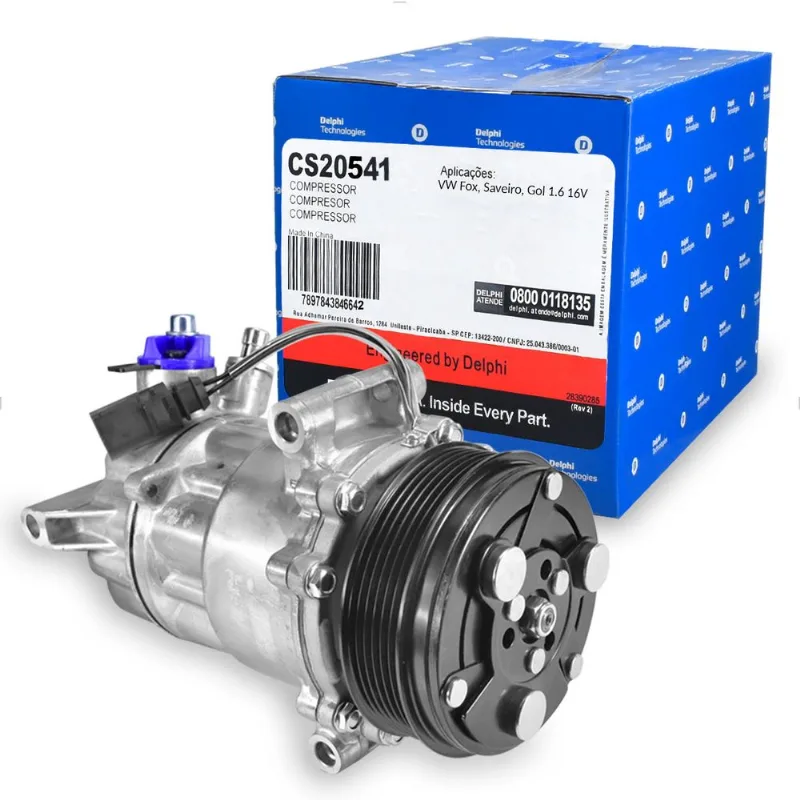 Compressor Ar 6V12 12V com Polia 6Pk Estrias. - CS20541 Delphi