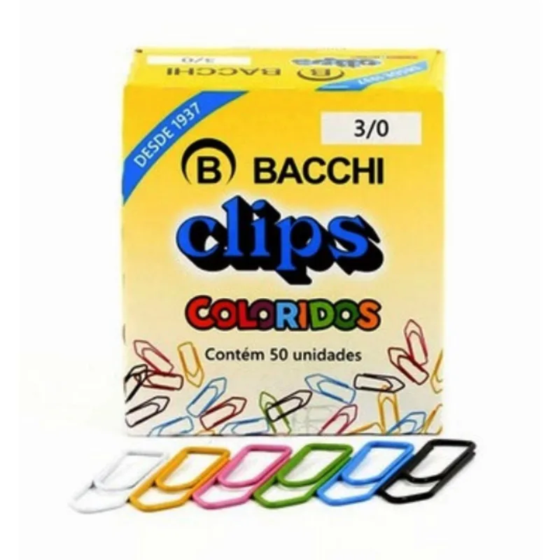 Clips N3 Colorido Com 50 Unidades Bacchi