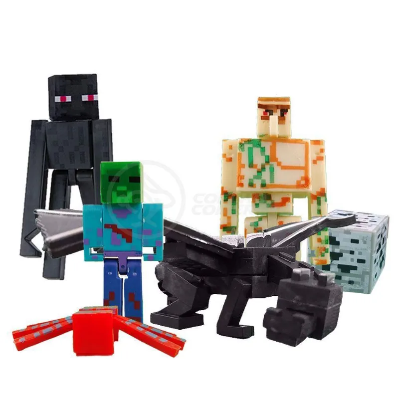 Kit 6Minecraft Dragão c/30 Bonecos + 6EnderWars ZombieVerde