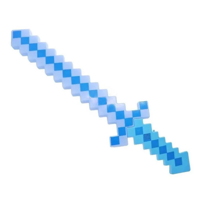 Brinquedo Espada Pixel Minecraft 58cm Som E Luz - Azul Nº19