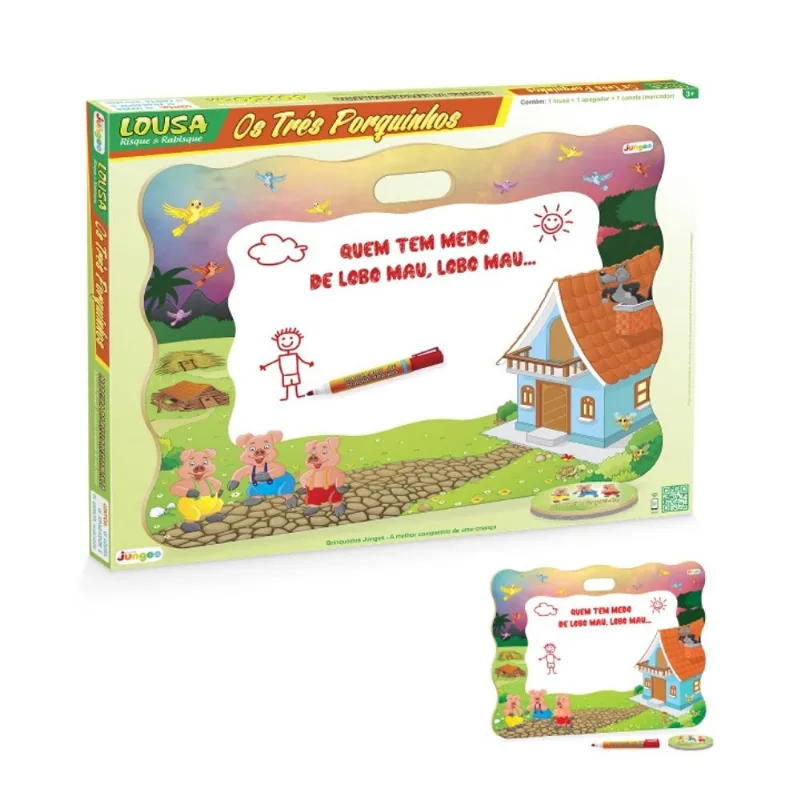 Lousa Quadro Infantil Criança Três Porquinhos Educativo Escolar Quarto - 341 Junges