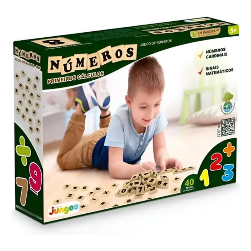 Jogo Educativo Números Primeiros Cálculos 40 Peças Madeira Junges 704