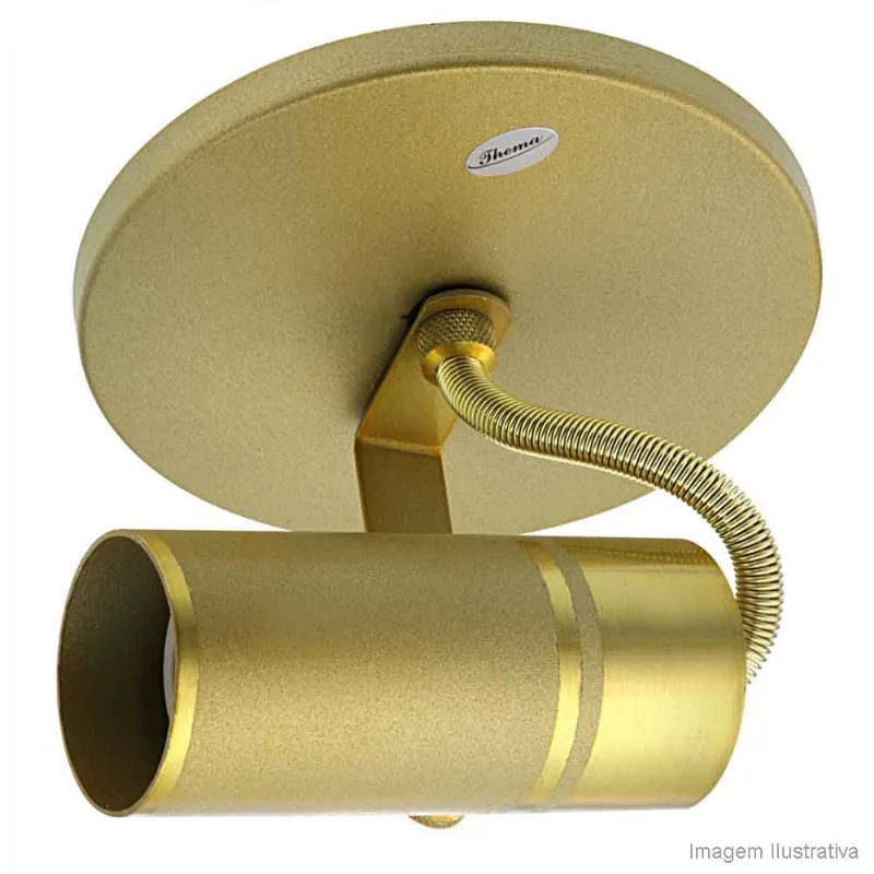Spot Tubo jateado com friso dourado de alumínio para 1 lâmpada E27 60W Thema