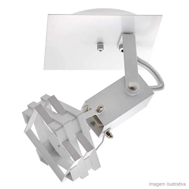 Spot Cubic branco de alumínio para 1 lâmpada E27 60W Thema