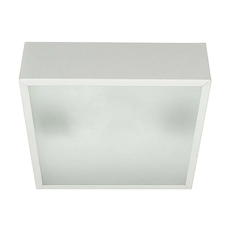 Plafon quadrado para 3 lâmpadas E27 60W branco de alumínio 37cm Thema