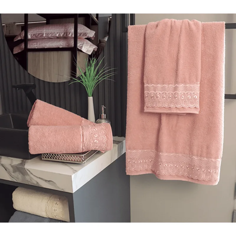 TOALHA BANHO BORDARE 0,68 X 1,35 ROSA PELE 2304