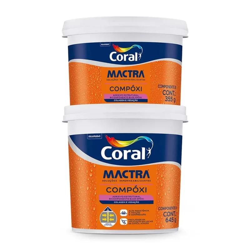 Adesivo Estrutural Epóxi Compóxi 1kg Mactra - Coral Mactra