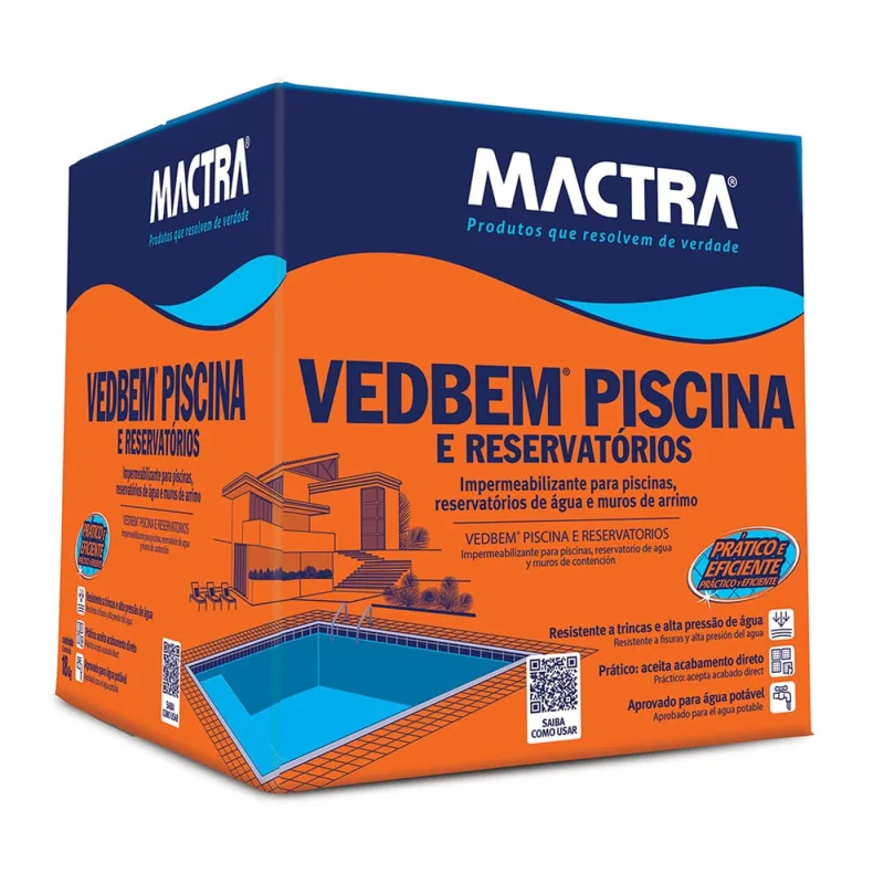 Argamassa Polimérica Acrílica Flexível Vedbem Piscina 18Kg Mactra - MACTRA