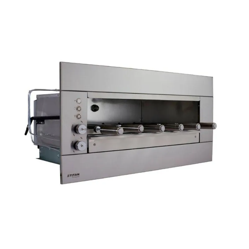 Churrasqueira a Gás de Embutir Suprema 06 g 6 Espetos Painel Liso Cinza Titan 93,7CM 2,6L 110V