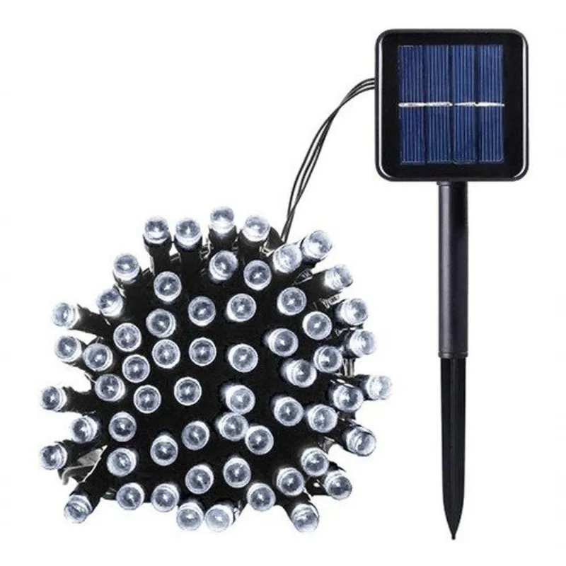 Pisca Cordão Solar Natal Led 100 Lâmpadas Luz Branca 10m
