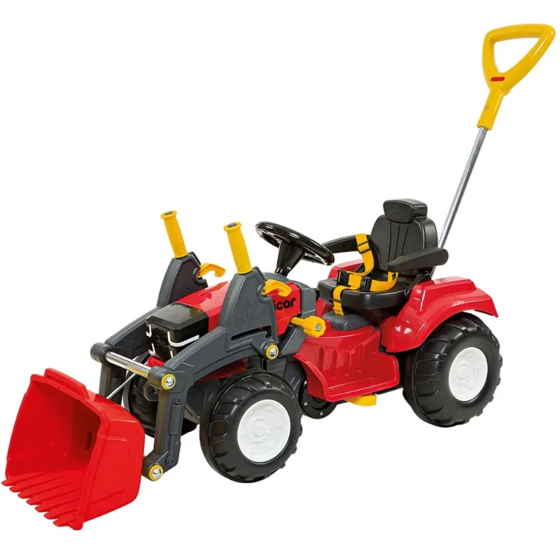 Quadriciclo Trator Infantil Vermelho Pedal E Empurrador 7669 - Poliplac