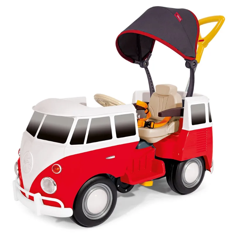 Carrinho Antigo Classico Kombi Vermelha Passeio De Empurrar - Poliplac