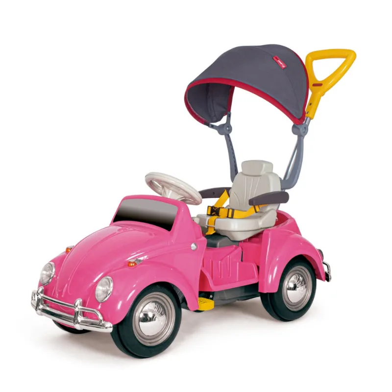 Carrinho De Passeio Bubblecar Fusquinha Rosa Com Capota - Poliplac