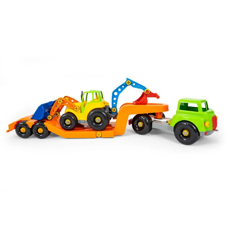 Brinquedo Infantil Carreta Com Retroescavadeira Didática - Poliplac 9397
