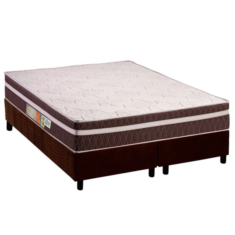 Cama Box Queen: Colchão Ortopédico Polar D28 Orthoface Vip Brown + Base crc Suede Brown (158x198) - Não Disponível
