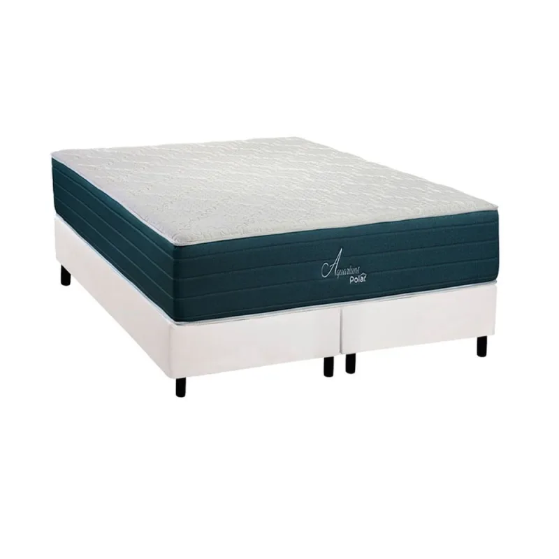 Cama Box Queen: Colchão Molas Ensacadas Polar Aquariuns + Base crc Courano White (158x198) - Não Disponível - Móveis