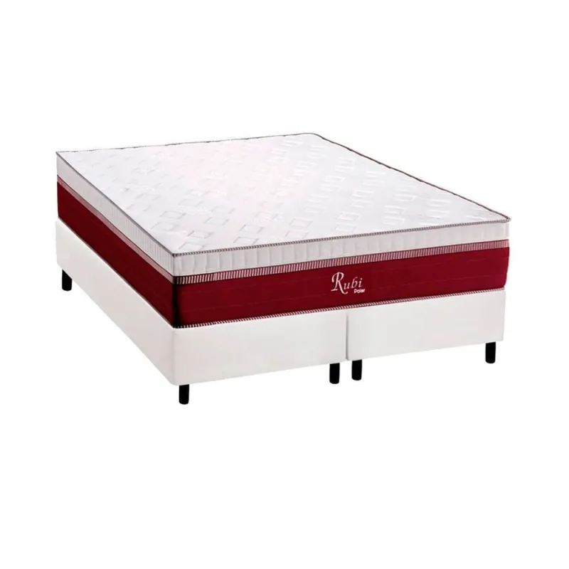 Cama Box Queen: Colchão Molas Ensacadas Polar Rubi + Base crc Courano White (158x198) - Não Disponível