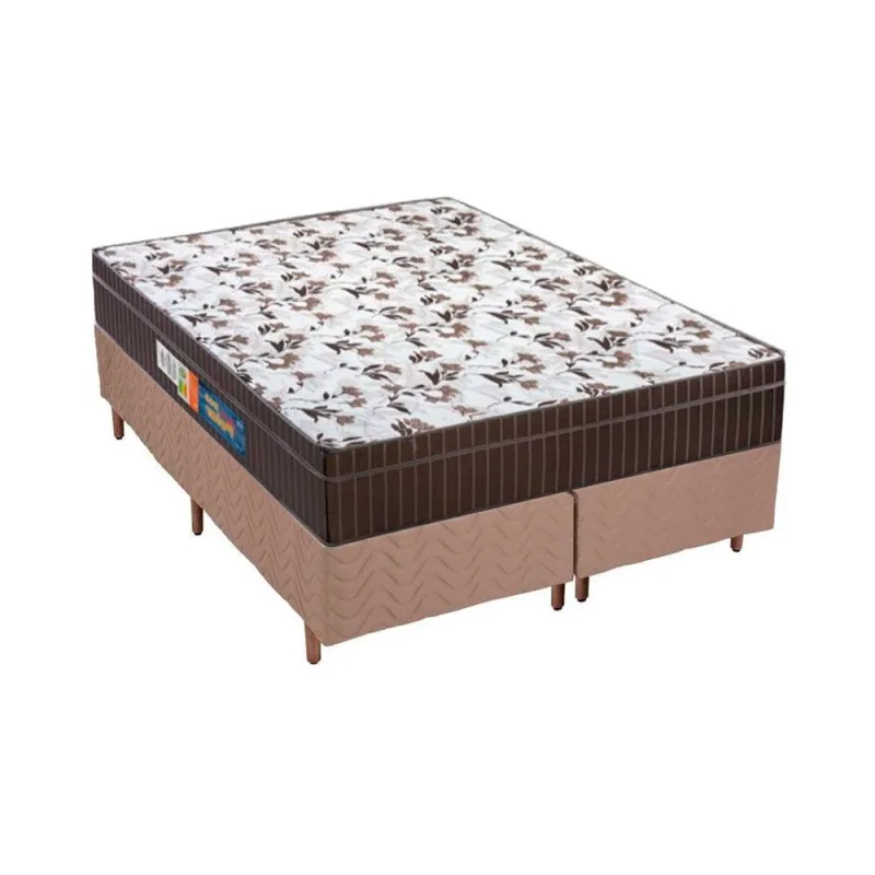 Cama Box Queen: Colchão Ortopédico Polar D28/EP Orthoface Firme + Base crc Suede Clean(158x198) - Polar - Móveis