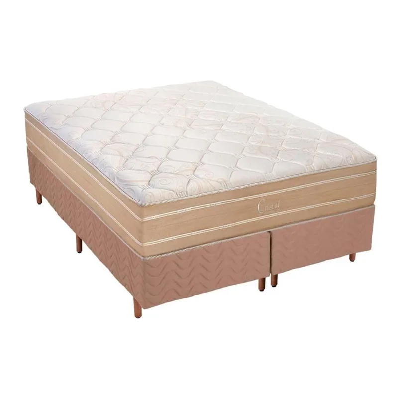 Cama Box Queen: Colchão Molas MasterPocket Ensacadas Polar Cristal + Base crc Rústico Clean(158x198) - Polar