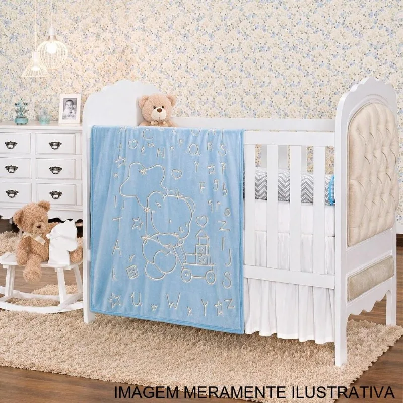 Cobertor Bebê Etruria Bonno Urso 110x80cm Azul (MP)