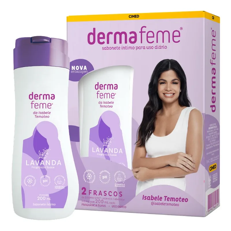 Kit Sabonete Líquido Dermafeme Íntimo Lavanda 2 Unidades com 200ml Cada